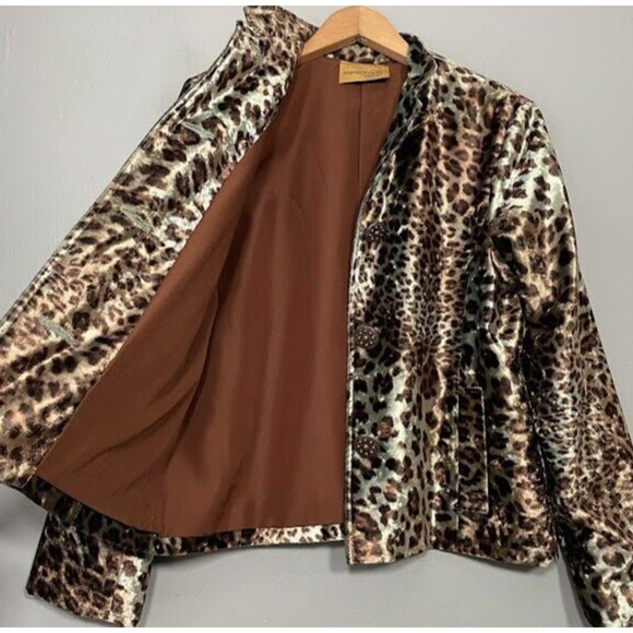 Painted Pony Jacket Size Medium Large Velvet Leopard Print Mobwife Whimsigoth - Picture 7 of 11